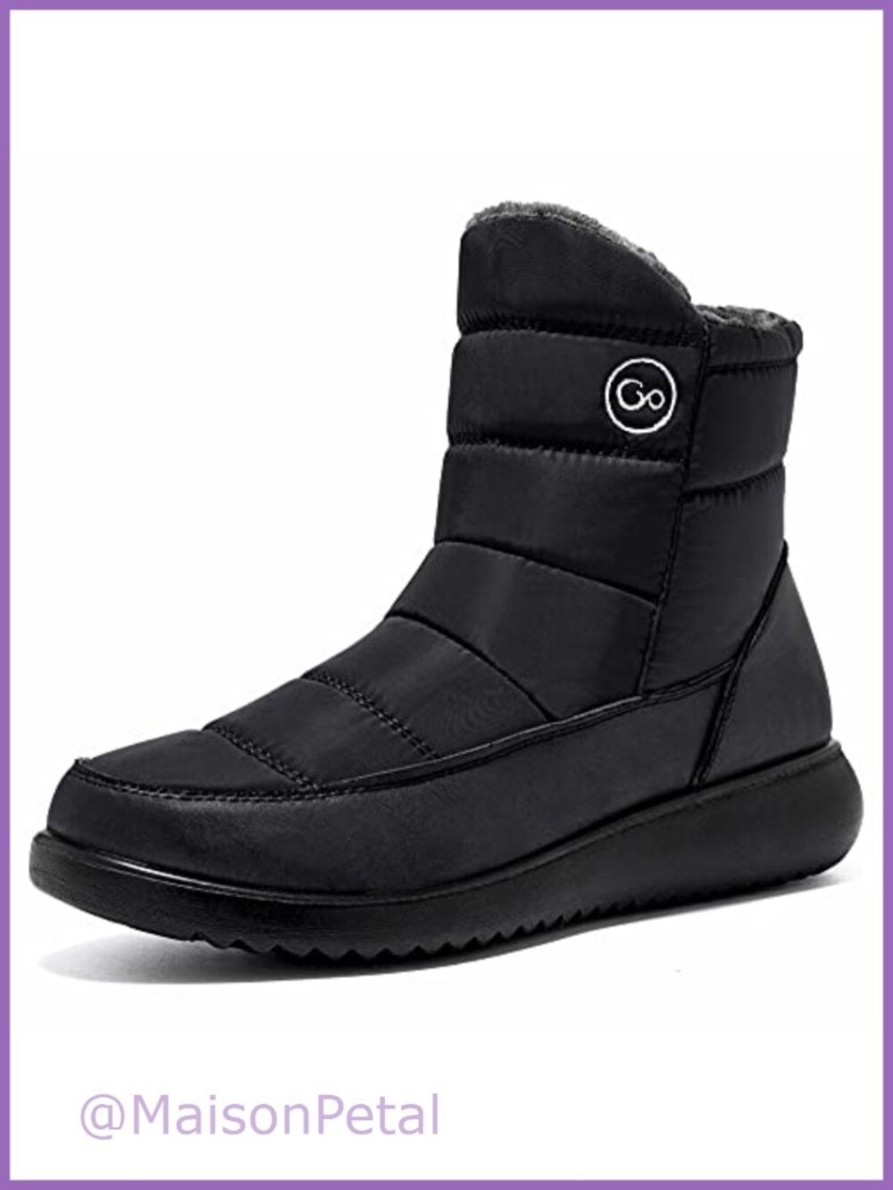 Fur Lined Waterproof Winter Snow Boots Mid Calf Zip Up Warm Outdoor
